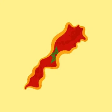 Morocco - Map colored with Moroccan flag Stock Illustration