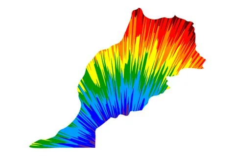 Morocco - map is designed rainbow abstract colorful pattern, Kingdom of Moroc 스톡 일러스트