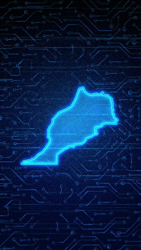 Morocco Map Digital Technology Opener Stock Footage 336313296