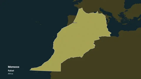 Morocco map - extract. Border. Pattern. Labels Stock Footage 177564985