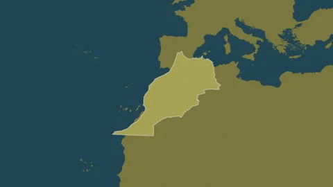 Morocco map - extract. Border. Pattern. Labels Stock Footage 322634389