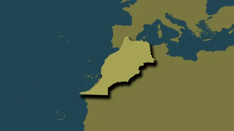 Morocco map - extract. Shadow. Pattern. Labels Stock Footage 177565156