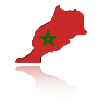 Morocco map flag 3d render with reflection illustration Stock Illustration