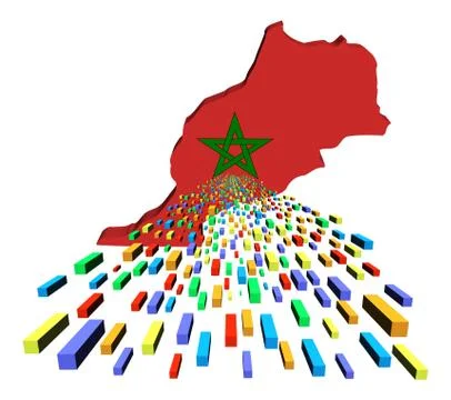 Morocco map flag with containers illustration Stock Illustration