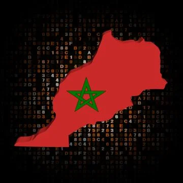 Morocco map flag on hex code illustration Stock Illustration