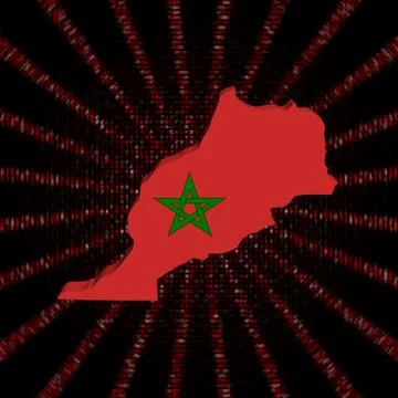Morocco map flag on red hex code burst illustration 库存插图