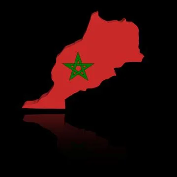 Morocco map flag with reflection illustration Stock Illustration