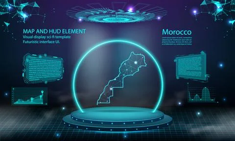 Morocco map light connecting effect background. abstract digital technology.. Stock Illustration