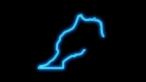 Morocco Map Outline Neon Lights Stock Footage 332850104