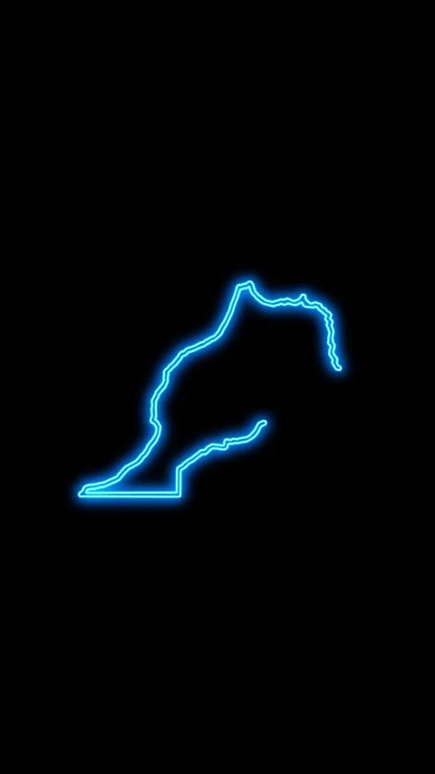 Morocco Map Outline Neon Lights Stock Footage 333056915