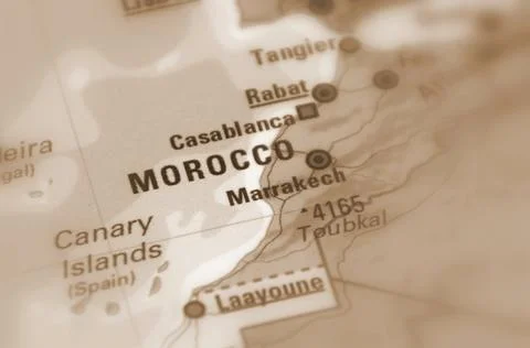 Morocco on a map Stock Photos