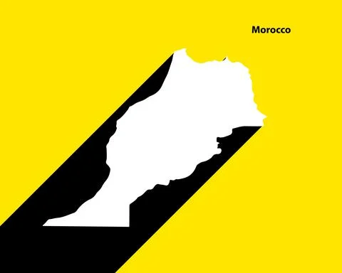Morocco Map on retro poster with long shadow Stock Illustration
