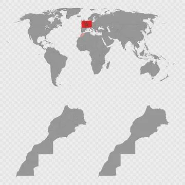 Morocco Map Set with World Location. Stock Illustration