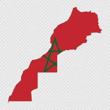 Morocco map silhouette with flag. Stock Illustration