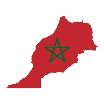 Morocco map silhouette with flag isolated on white background Illustrazione stock