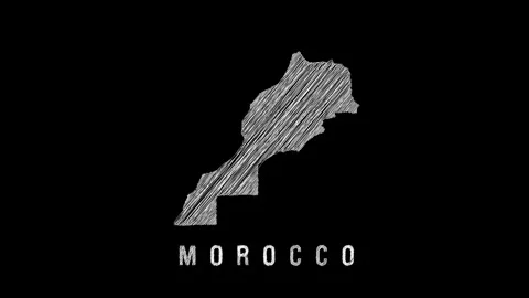 Morocco map sketch animation on black background Vídeos de archivo 328312999