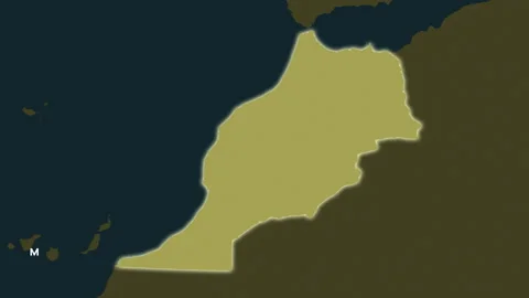 Morocco map - solid. Glow. Pattern. Labels Stock Footage 221253155