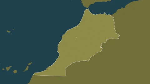 Morocco map - solid. Regions. Pattern. Labels Stock Footage 322643919
