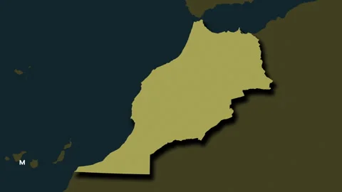 Morocco map - solid. Shadow. Pattern. Labels Stock Footage 322644211
