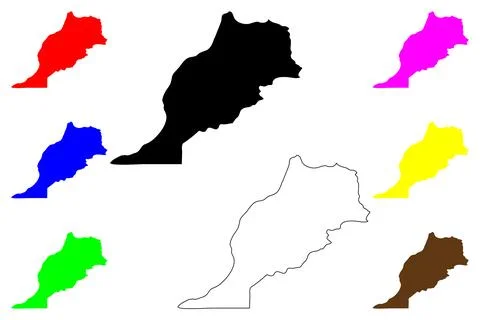 Morocco map vector illustration, scribble sketch Kingdom of Morocco Stock Illustration