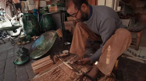 Morocco Marrakech Souk Kabob Maker Video stock 36600285