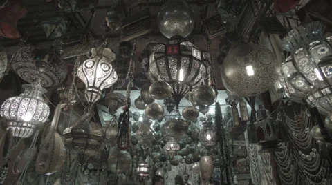 Morocco Marrakech Souk Lamp Shop Video stock 36596818