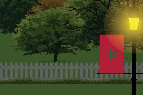 Morocco Night Trees Lamp Vector Illustration Stock Illustration