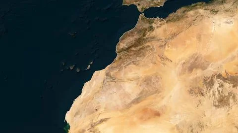 Morocco outlined on a low resolution satellite map Stock Illustration