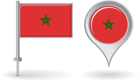 Morocco pin icon and map pointer flag. Vector Stock Illustration