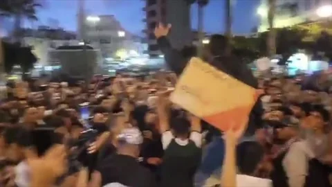 Morocco: Protesters In Casablanca Call For Overthrow Of Government Stock Footage 320821368