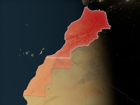 Morocco on realistic map Stock Illustration