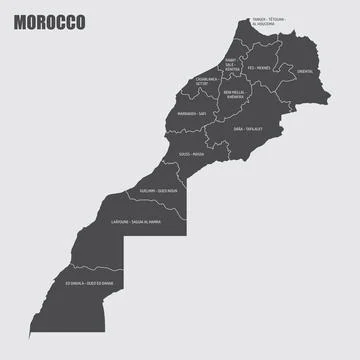 Morocco regions map Stock Illustration