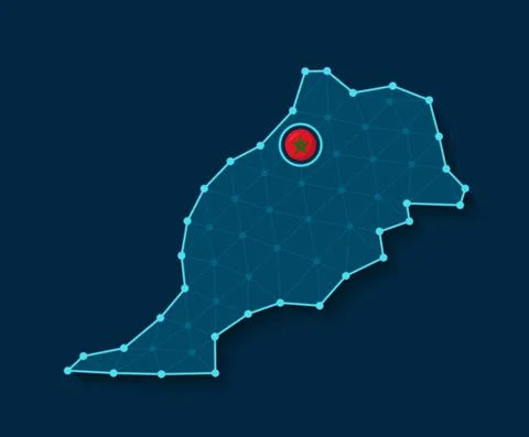 Morocco simplified vector map in a digital blue design Stock Illustration