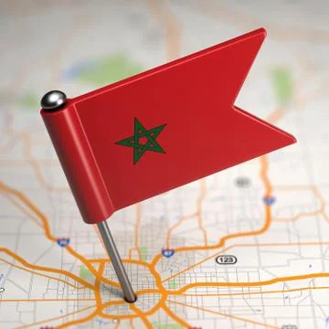 Morocco Small Flag on a Map Background. Stock Illustration