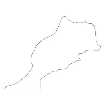 Morocco - solid black outline border map of country area. Simple flat vector Stock Illustration