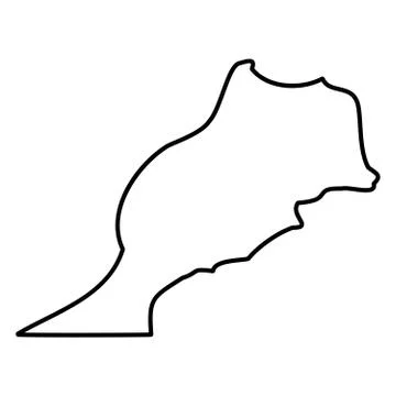 Morocco - solid black outline border map of country area. Simple flat vector Stock Illustration