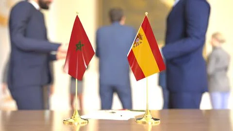 Morocco - Spain migration and border talks, 3D rendering Stock Illustration