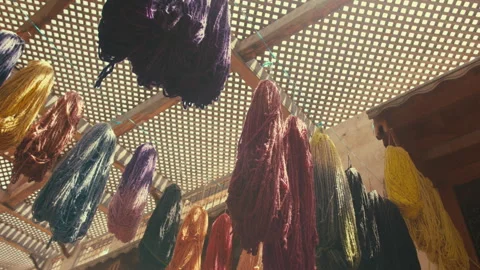 Morocco Store with Wool Fabric Threads Stock Footage 268779334
