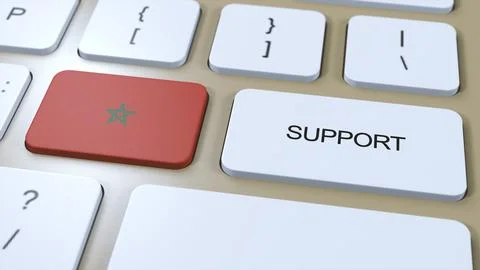 Morocco Support Concept. Button Push 3D Illustration. Support of Country or G Illustrazione stock