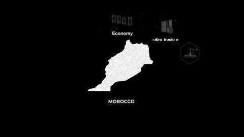 Morocco technology map with animated charts Stock Footage 340996826
