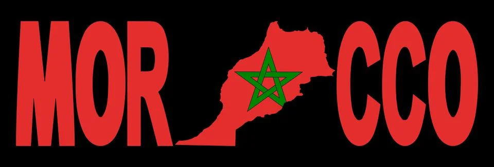 Morocco text with map Illustrazione stock
