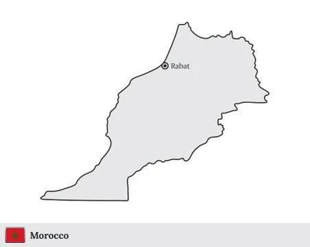 Morocco vector map with the capital city of Rabat Stock Illustration