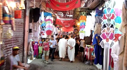 Morocco  a walk through the indoor Souk market in Marrakech Stock Footage 57139633