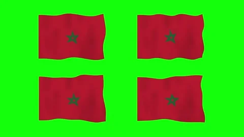 Morocco Waving Flag 2D Animation on Green Screen Background. Looping seamle.. Stock Footage 228151371