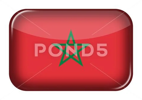 Morocco web icon rectangle button with clipping path Illustrazione stock