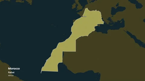 Morocco with Western Sahara map - extract. Border. Pattern. Labels Stock Footage 177574599