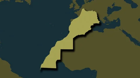 Morocco with Western Sahara map - extract. Shadow. Pattern. Labels Stock Footage 322655895