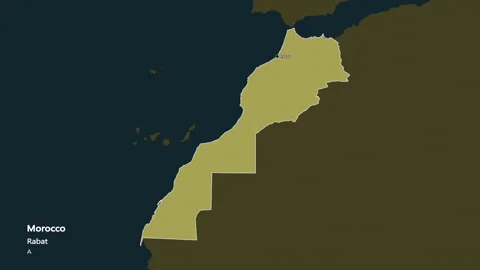 Morocco with Western Sahara map - solid. Border. Pattern. Labels Stock Footage 177578902