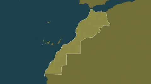 Morocco with Western Sahara map - solid. Border. Pattern. Labels Stock Footage 221257281