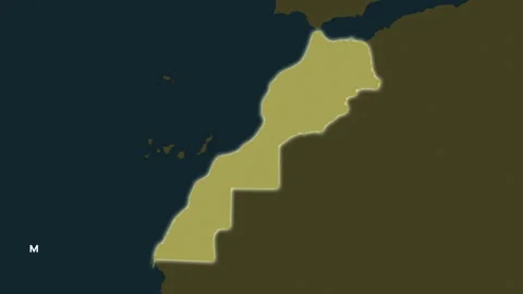 Morocco with Western Sahara map - solid. Glow. Pattern. Labels Stock Footage 322658556